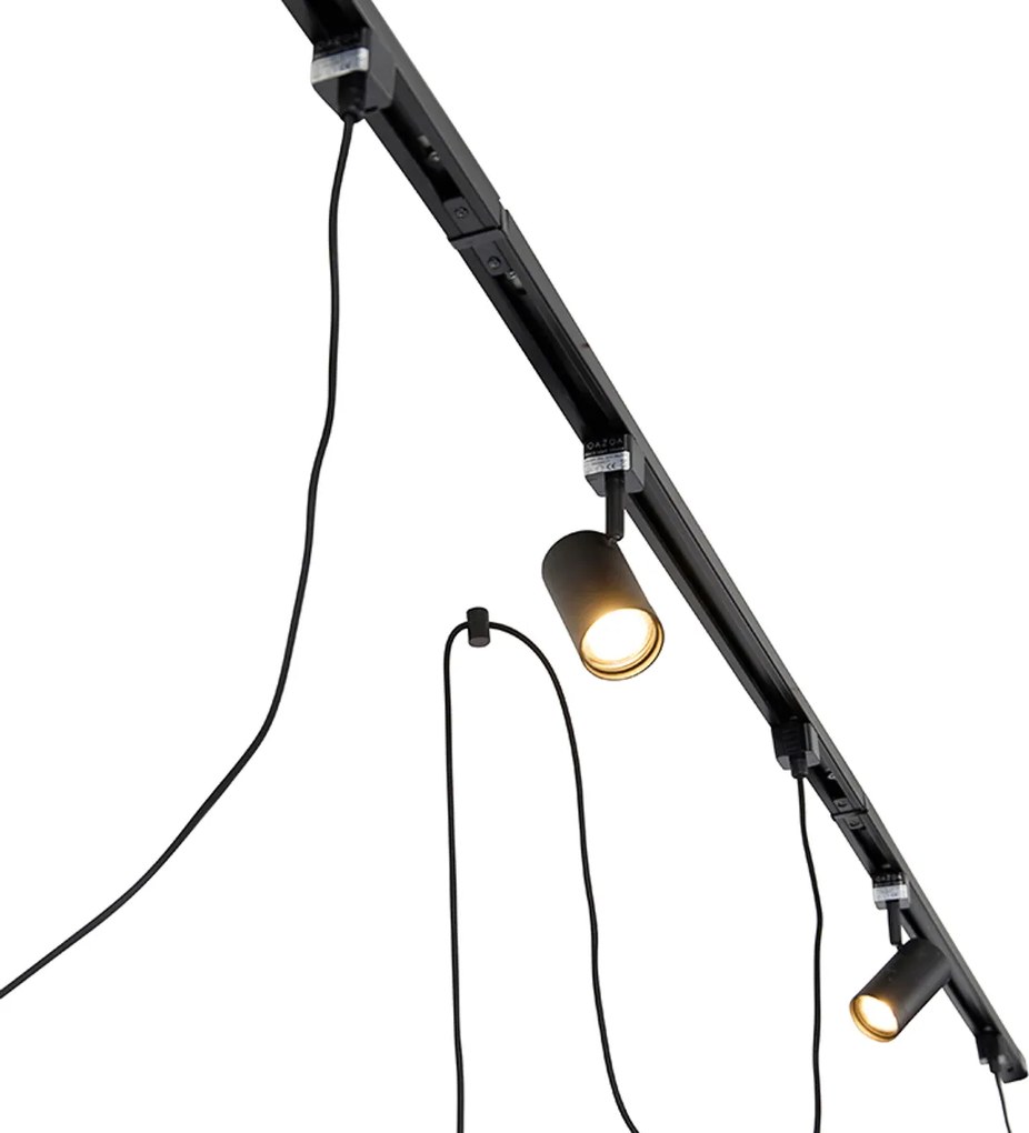 1-fázový koľajnicový systém s 3 reflektormi a 3 závesnými lampami čierny - Cavalux Jeana