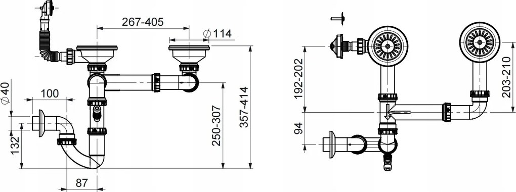 Erga HD, 2-komorový oceľový drez 780x480x215 mm, brúsená oceľ, ERG-MLS-LEX7848