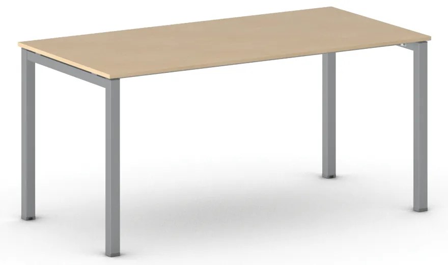 Rokovací kancelársky stôl PRIMO SQUARE, 160x80 cm, sivostrieborná podnož, buk