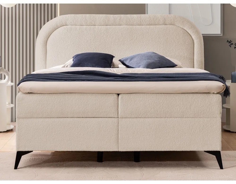 Béžová boxspring posteľ s úložným priestorom 200x200 cm Ornes – Ropez