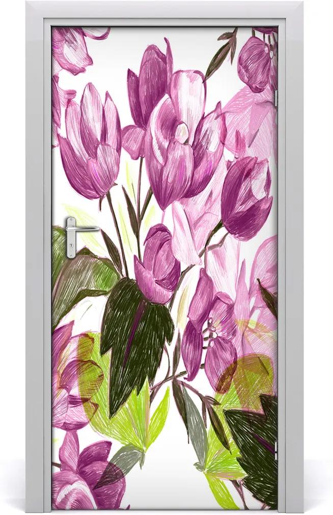 Samolepiace fototapety na dvere  fialové kvety