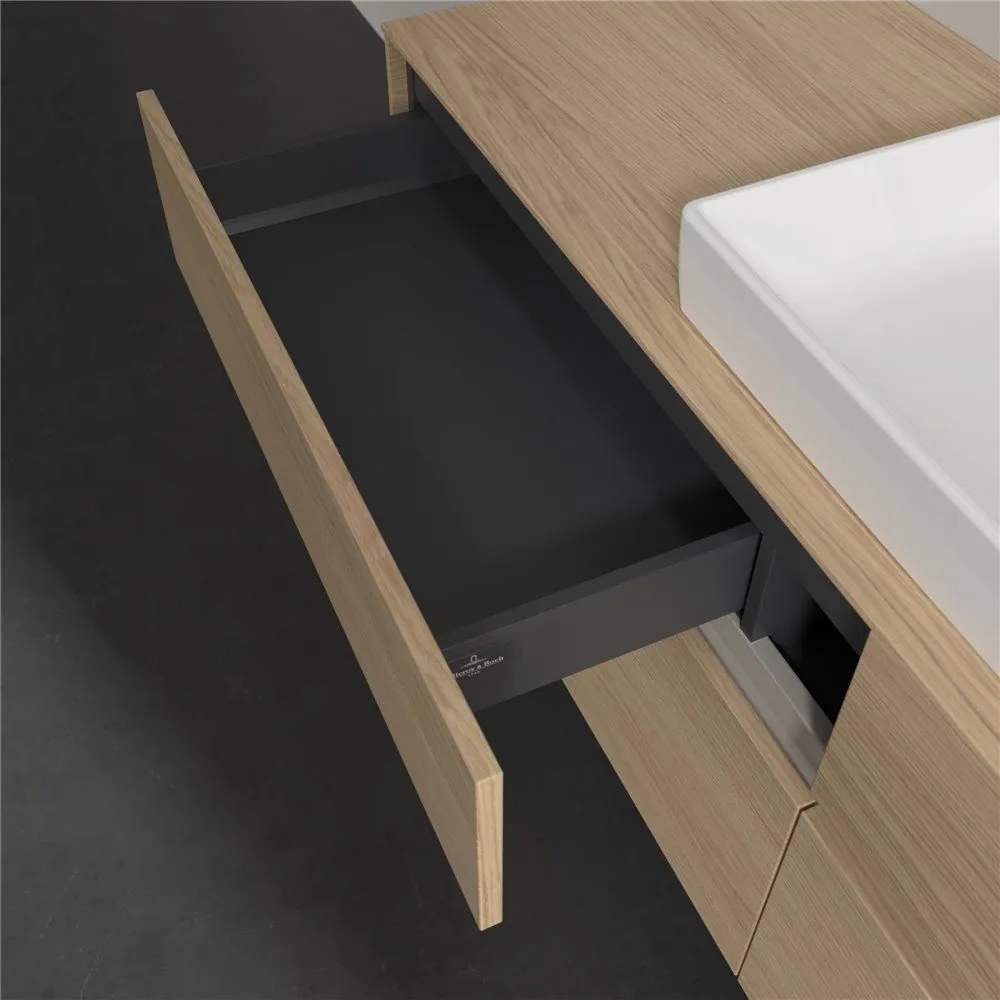 VILLEROY &amp; BOCH Collaro závesná skrinka pod umývadlo na dosku (umývadlo v strede), 4 zásuvky, s LED osvetlením, 1600 x 500 x 548 mm, Nordic Oak, C025B0VJ