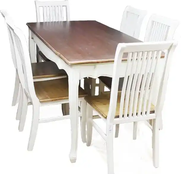 Le Décor Jedálenský set Provence, drevený stôl + 6 stoličiek, D538,D537 |  Biano