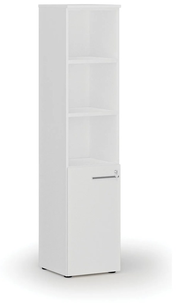 Kombinovaná kancelárska skriňa PRIMO WHITE, dvere na 2 poschodia, 1781 x 400 x 420 mm, biela
