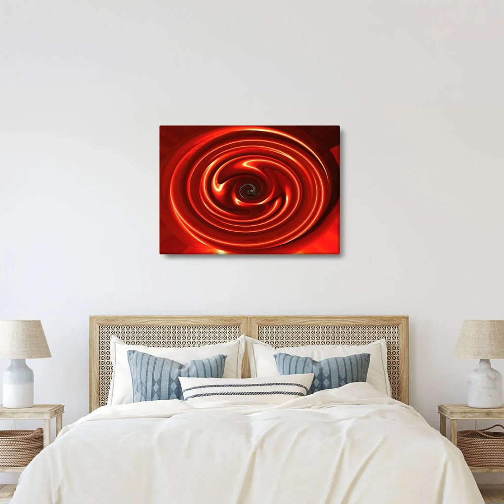 Abstraktný obraz - červená špirála (70x50 cm)
