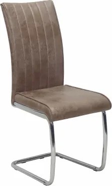 Jedálenská stolička Vertical, hnedá camel látka v optike lesklej kože%
