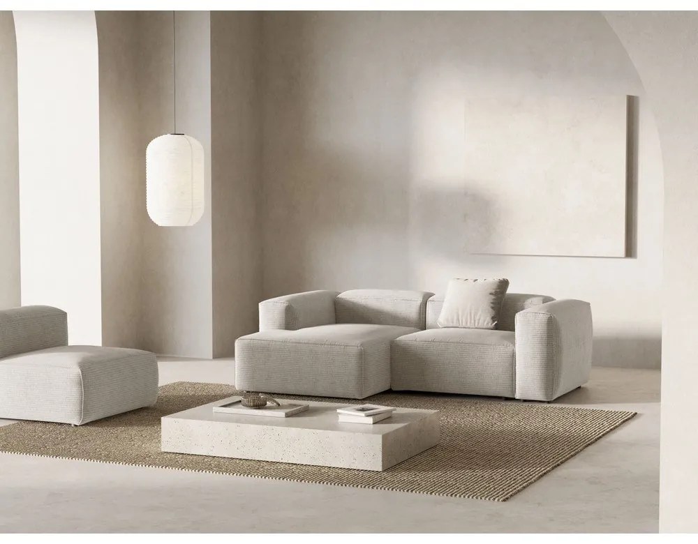 Béžová menčestrová rohová pohovka (ľavý roh/s leňoškou) Bergamo – Cosmopolitan Design