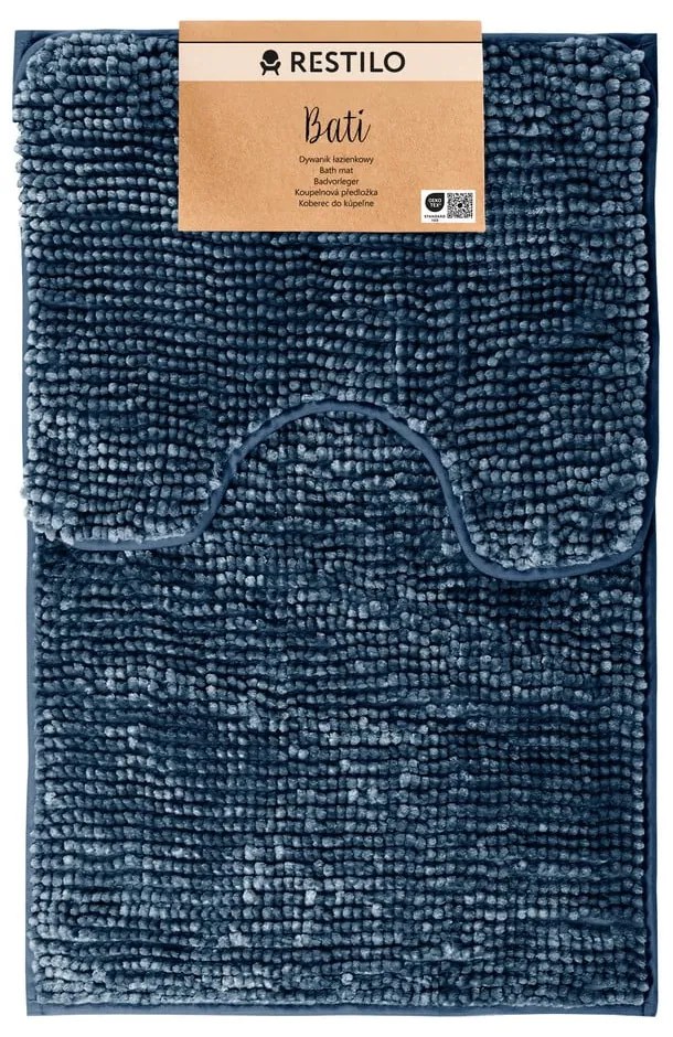 Súprava 2 tmavomodrých kúpeľňových predložiek AmeliaHome Bati