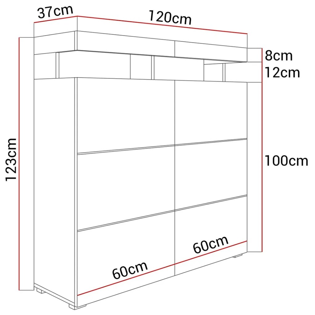 KOMODA ALEX LED BIELA VYSOKÝ LESK 123 cm
