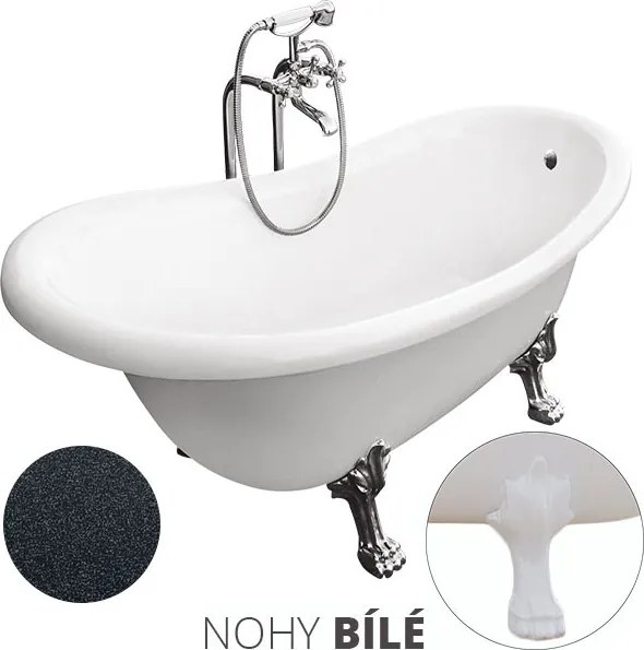 Besco Akrylátová voľne stojaca vaňa Otylia Glam G 160x77 (170x77) s prepadom BESCO-Typ výpuste: Click-Clack s prepadom, chróm, BESCO-Nôžky: Chróm, BE…