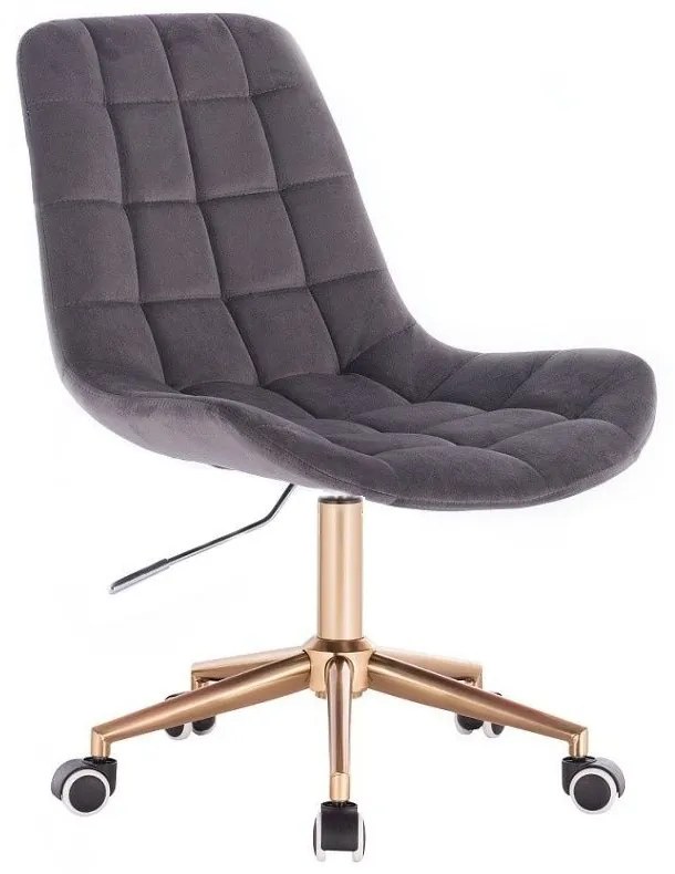 LuxuryForm DESIGN Stolička PARIS VELUR na zlatej podstave s kolieskami - sivá