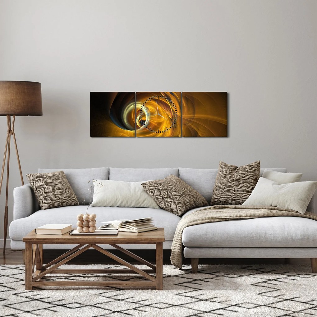 Obraz - Abstrakcia v pohybe (s hodinami) (90x30 cm)