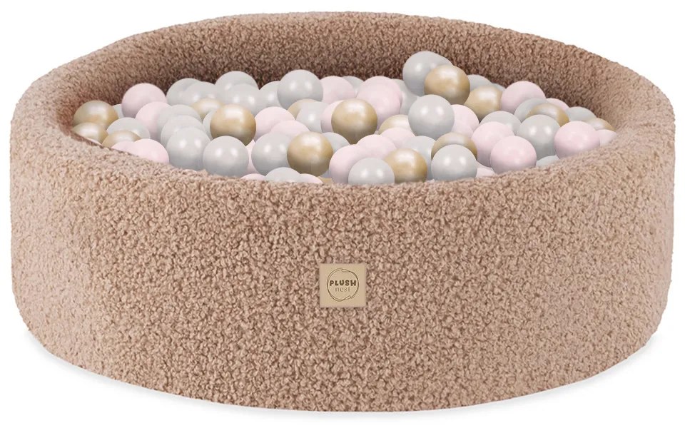 Suchý bazén pre deti fluffy 90 x 30 + 200 loptičiek - pre dievčatko - béžová