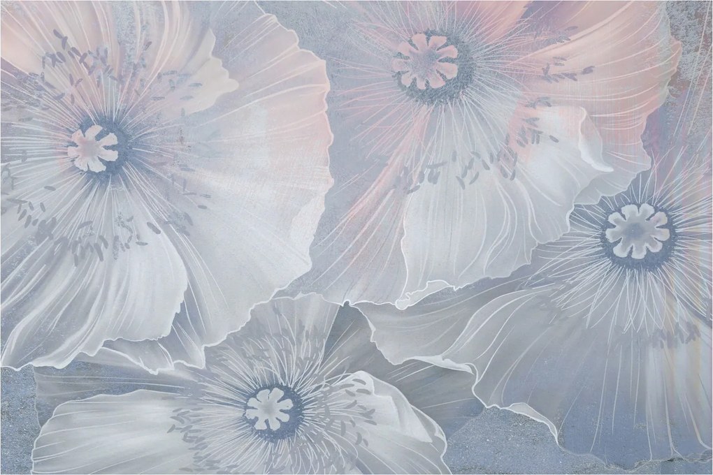 Obraz - Modré kvety na stene (90x60 cm)