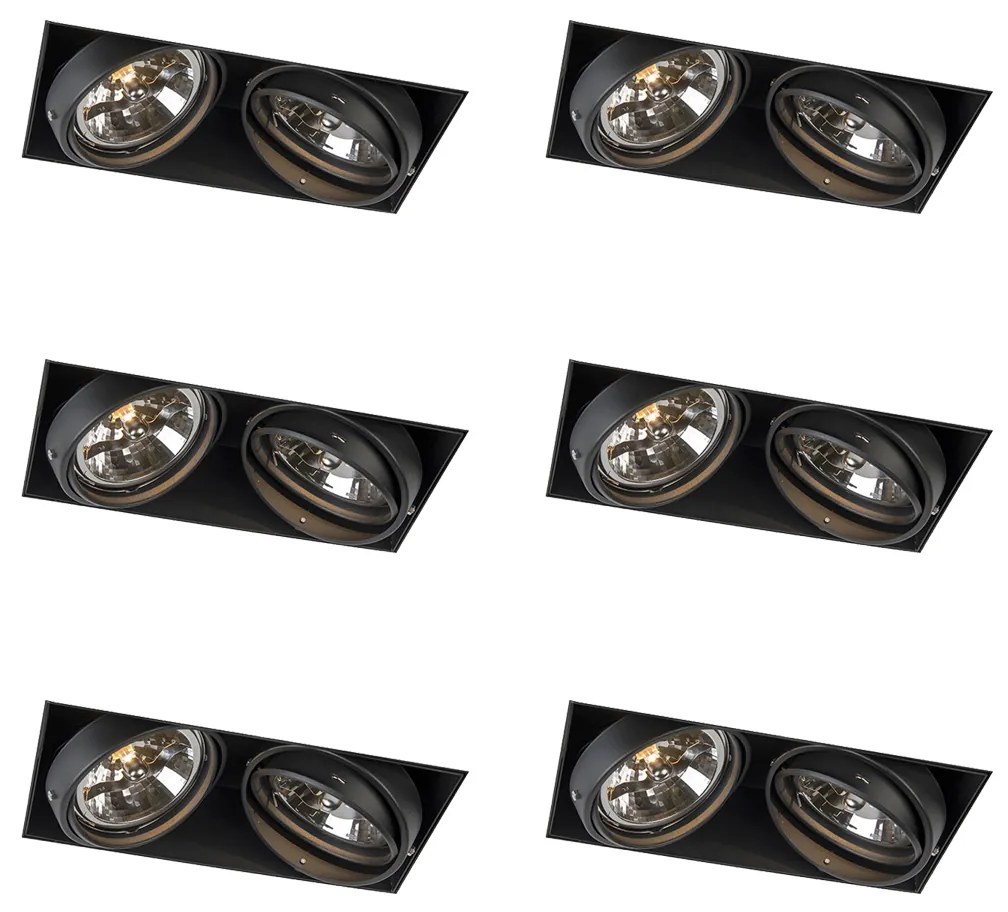 Sada 6 zapustených bodových svetiel čierna AR111 otočné a naklápacie bezrámové 2-svetlá - Oneon