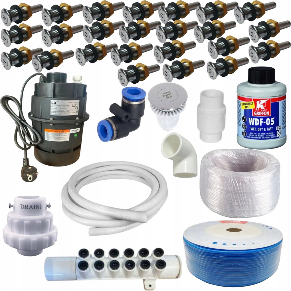 Aeromasáž 700W 24 Tryska Vzduchová masáž Vane Jacuzi Záhradné Bali Sada