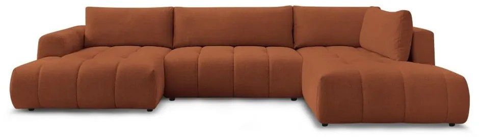 Rozkladacia/s úložným priestorom rohová pohovka v tehlovej farbe (pravý roh/do tvaru "U") Fuji – Bobochic Paris