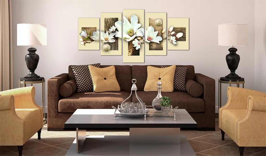 Artgeist Obraz - Texture and magnolia Veľkosť: 225x112.5, Verzia: Premium Print