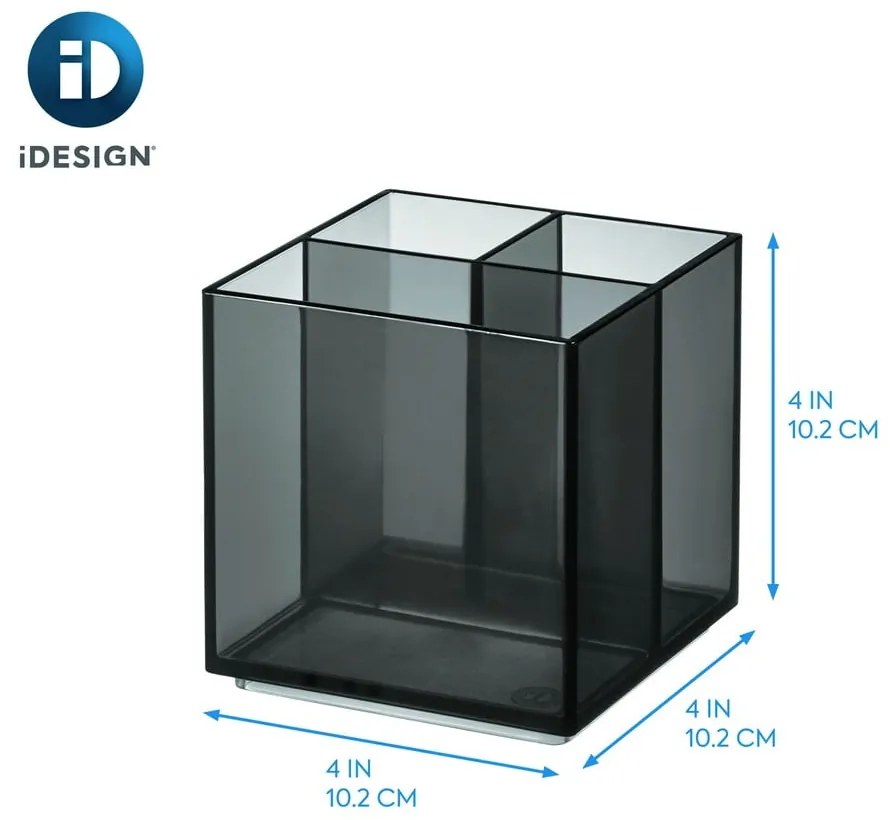 Matne čierny kúpeľňový organizér na kozmetiku z recyklovaného plastu Cosmetic Cube - iDesign