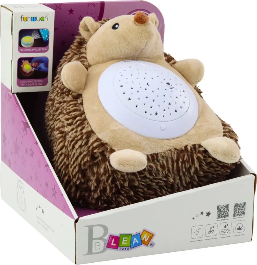 LEAN Toys Plyšový ježko na spanie Light Sound Brown
