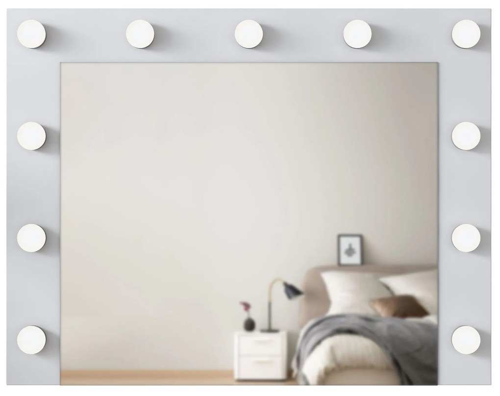 Nástenné zrkadlo Lota s LED osvetlením 90x71 cm biele