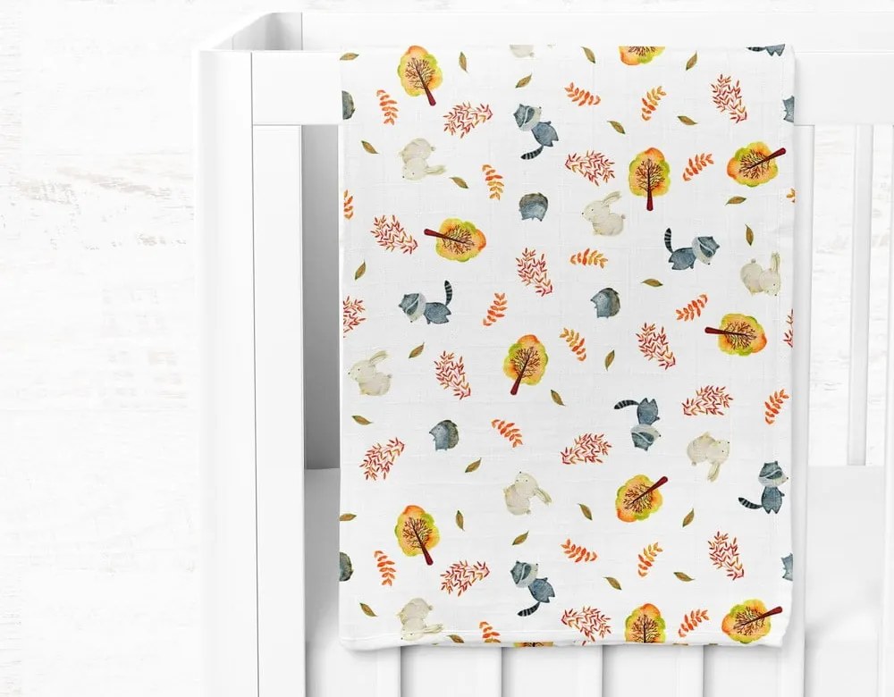 Biela mušelínová detská deka 75x100 cm Forest – Mijolnir