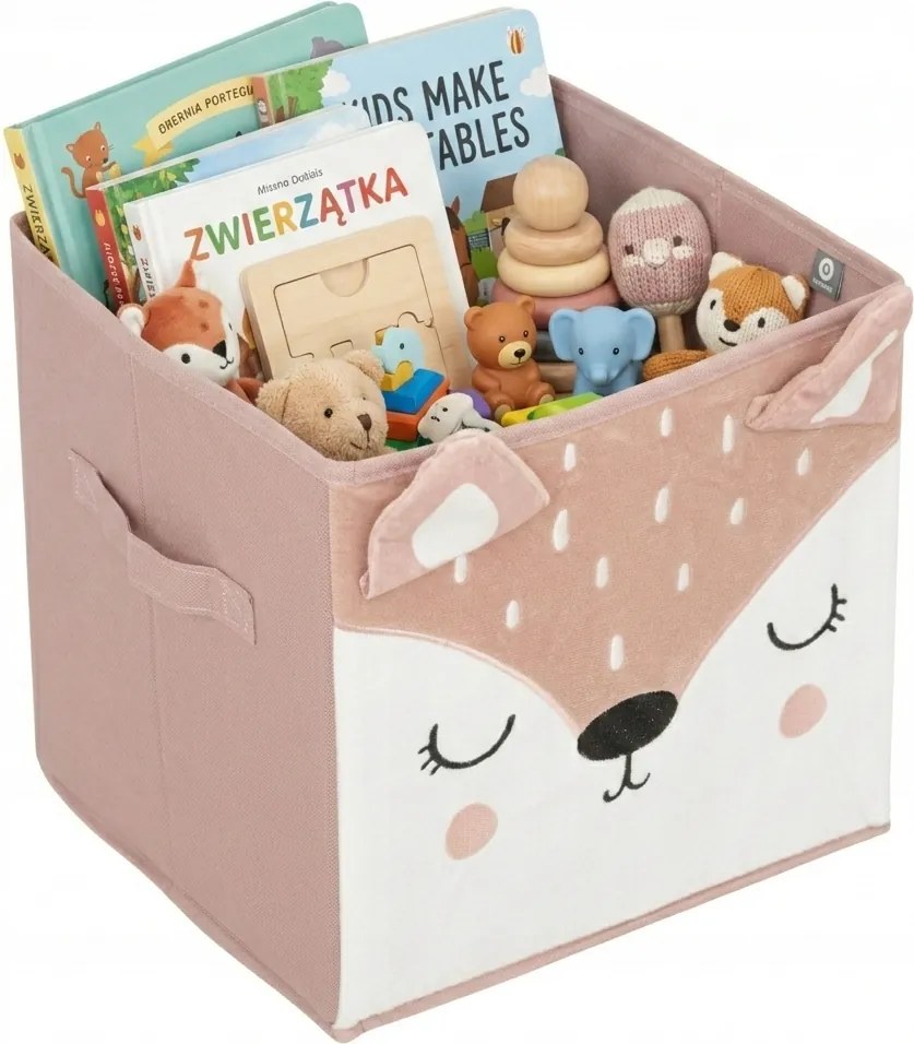 Úložný box Deer, 29x29x29 cm, biela/ružová