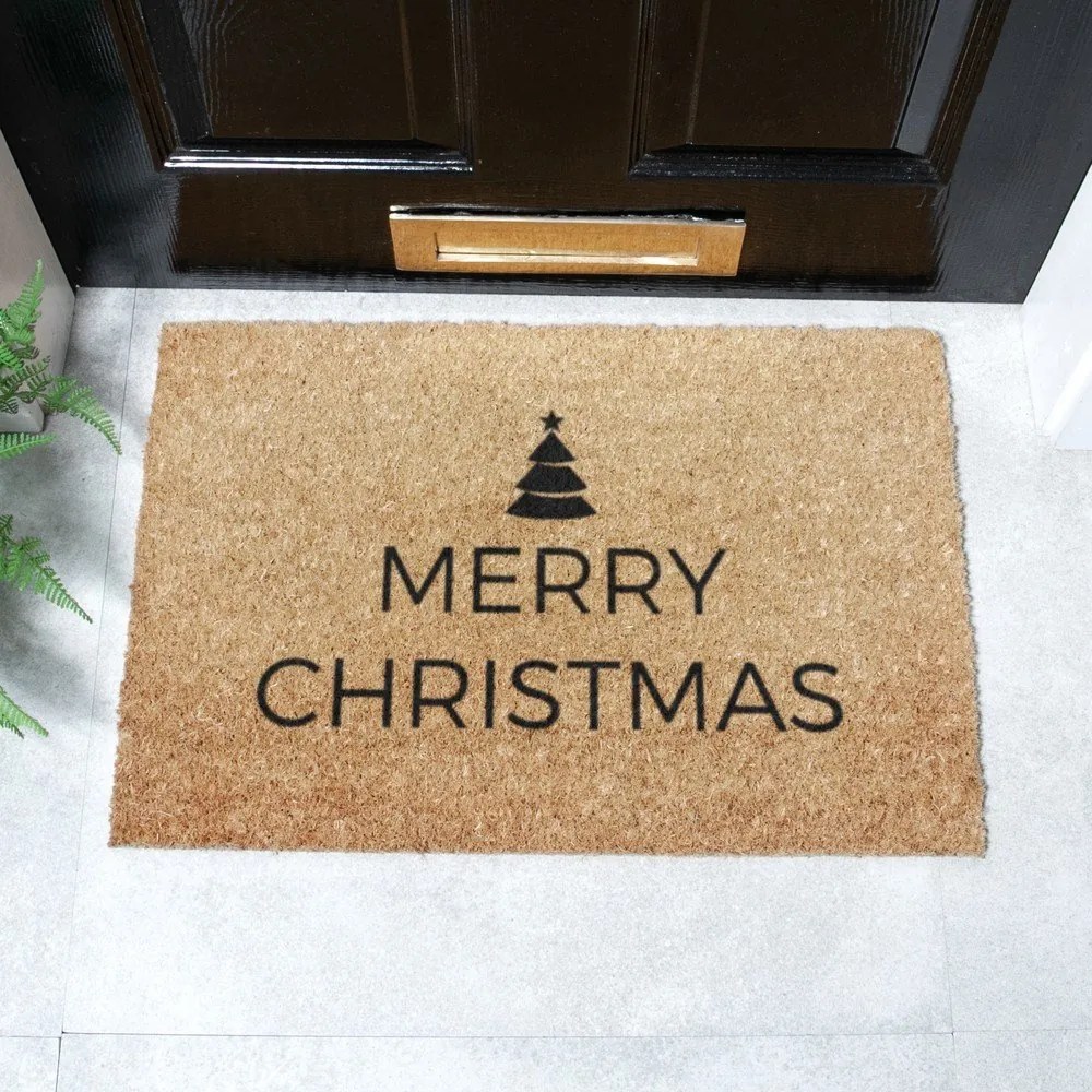 Rohožka s vianočným motívom z kokosového vlákna 40x60 cm Merry Christmas – Artsy Doormats