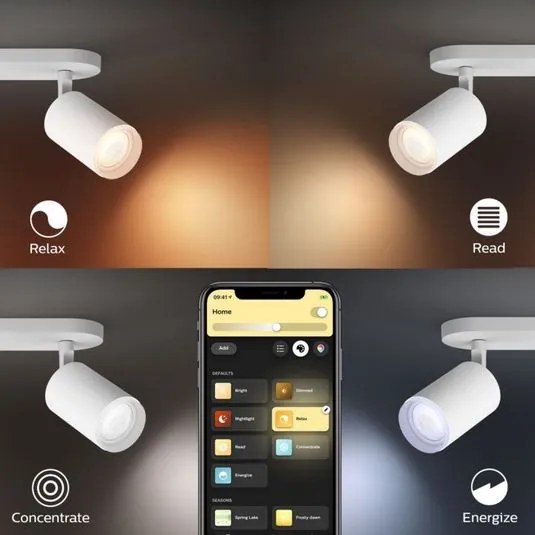 PHILIPS HUE Nástenné bodové LED inteligentné osvetlenie HUE FUGATO s funkciou RGB, 1xGU10, 5,7 W, teplá biela-st