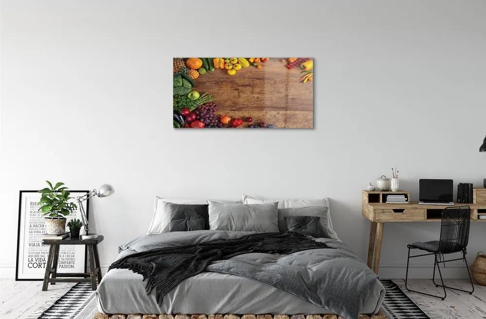 Obraz na skle Board špargľa ananás jablko 120x60 cm