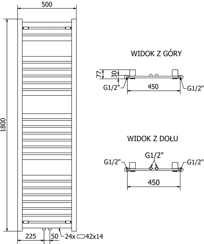 Mexen Uran vykurovacie teleso 1800 x 500 mm, 790 W, biela, W105-1800-500-00-20