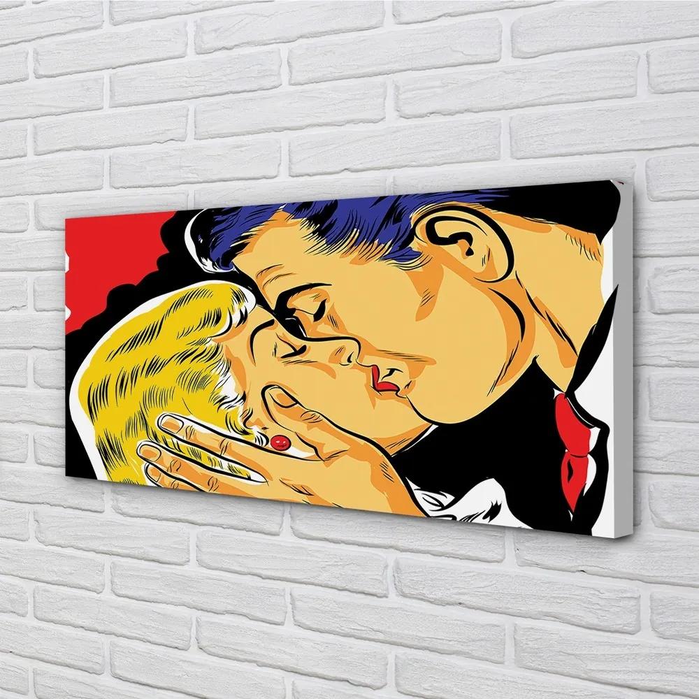 Obraz canvas ľudia pobozkať 125x50 cm