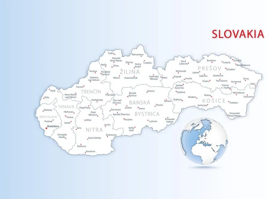 Tapeta podrobná mapa Slovenska