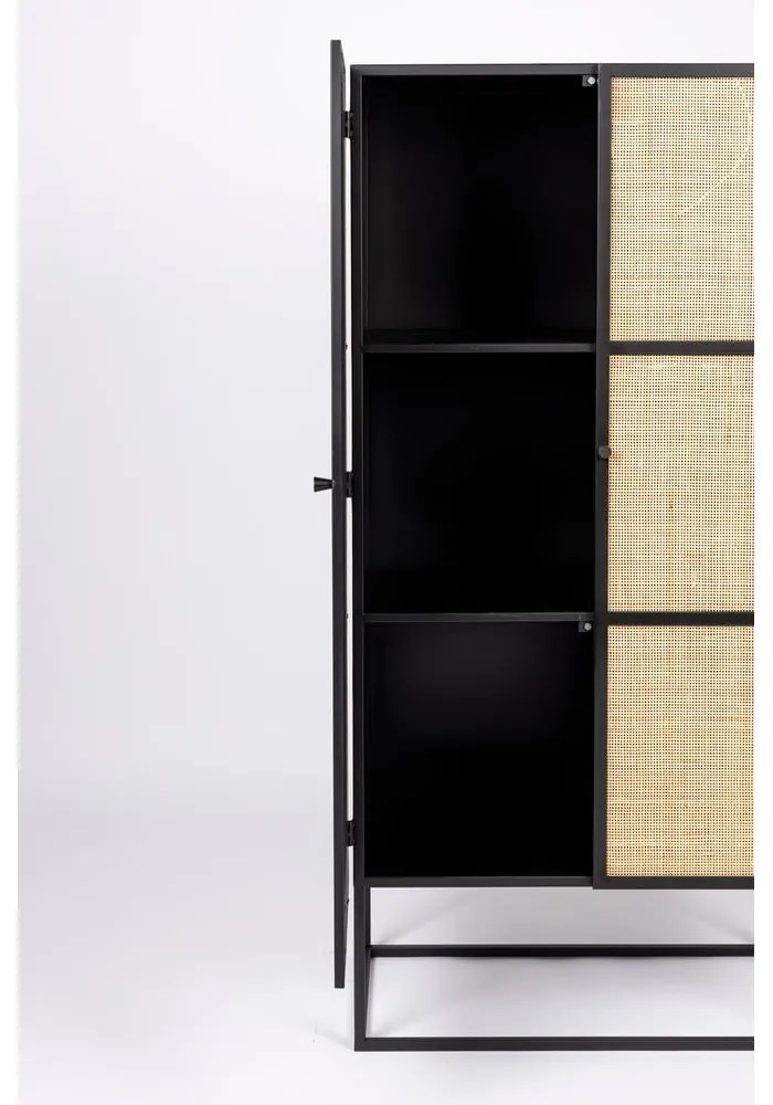 Čierna ratanová vysoká komoda 70x145 cm Guuji - White Label