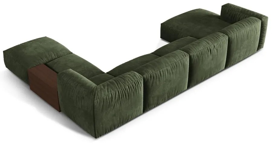 Zelená zamatová modulárna rohová pohovka (pravý roh/do tvaru "U") Martina – Micadoni