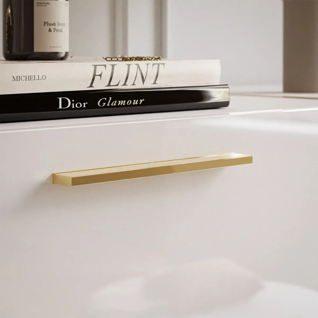 KOMODA SANTINO NA NOŽIČKÁCH BIELY LESK / ZLATÁ 158 cm