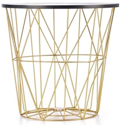 Konferenčný stolík HARISSA 41x42 cm zlatá/čierny dekor mramoru