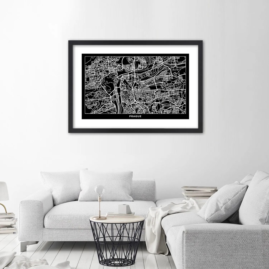 Gario Plagát City plan Prague Farba rámu: Bez rámu, Rozmery: 90 x 60 cm