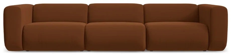 Oranžová/hnedá zamatová pohovka 319 cm Ekahi – Makamii