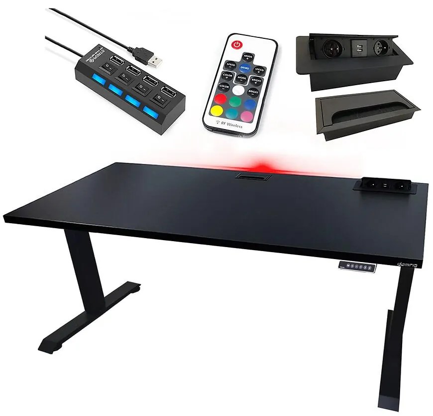 Písací Stôl Top Elektr. Čierna 120x60x3,6 Model 3