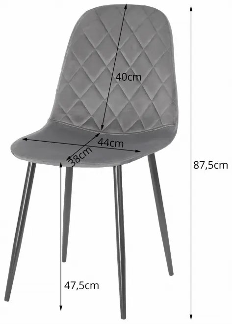Set troch jedálenských stoličiek ASTI zamat čierne (čierne nohy) (3ks)