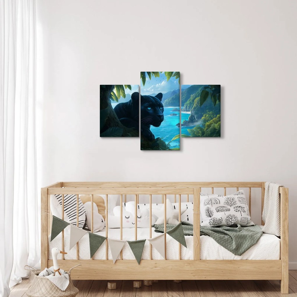 Obraz - Čierny panter v džungli (90x60 cm)