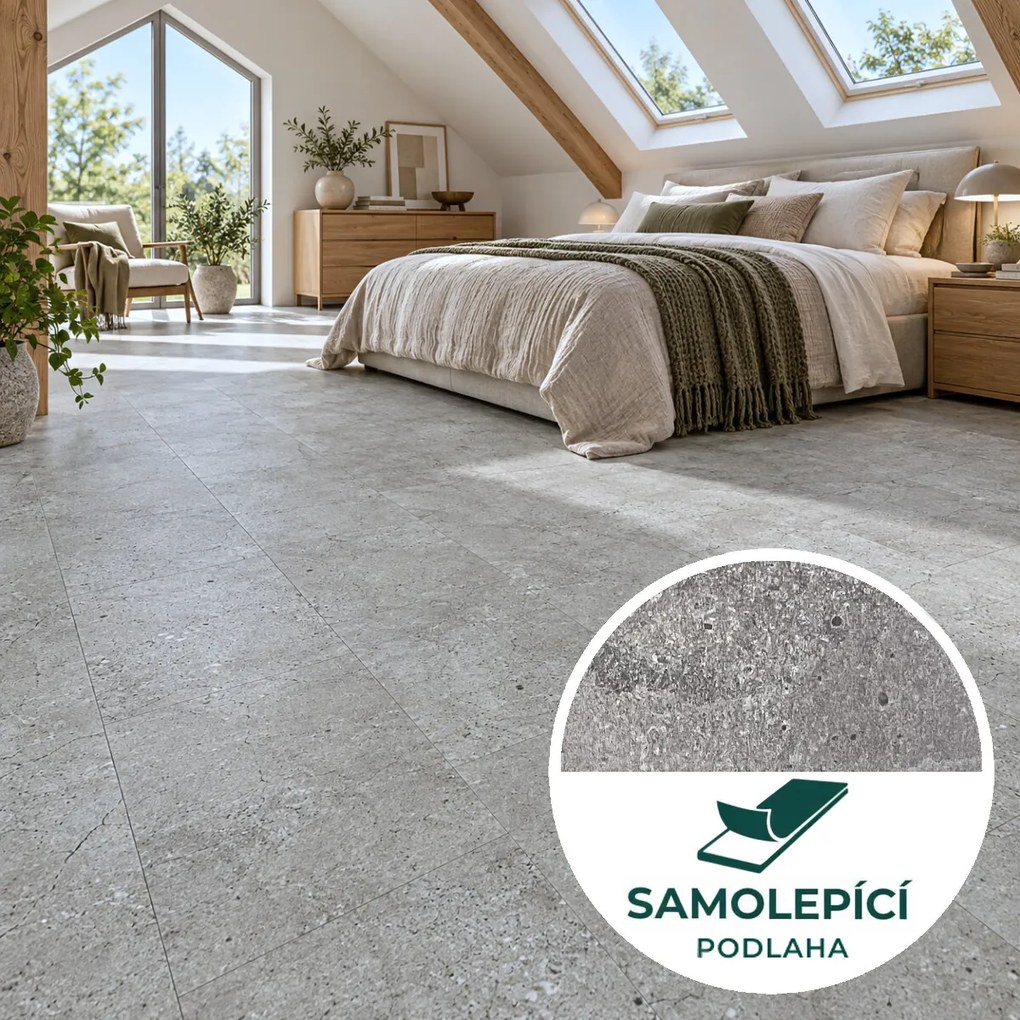Egibi, Vinylová podlaha samolepiaca Canadian Design Betón šedý Peel & Stick, 609,6 x 304,8 mm
