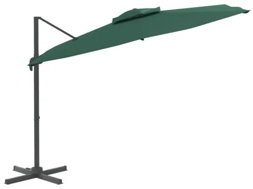 vidaXL Dvojitý konzolový slnečník zelený 400x300 cm-
