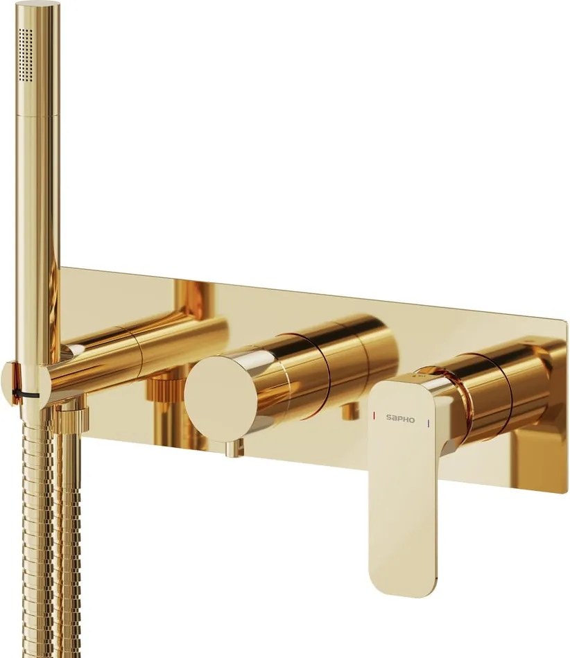 Podomietková sprchová batéria v zlatej farbe (3 výstupy) Spy – Sapho