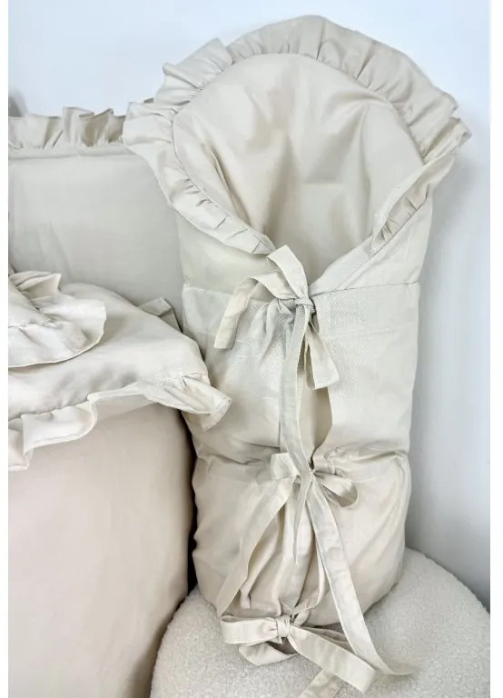 Kompletná béžová výbava do postieľky 5v1 – bavlnená sada pre bábätko