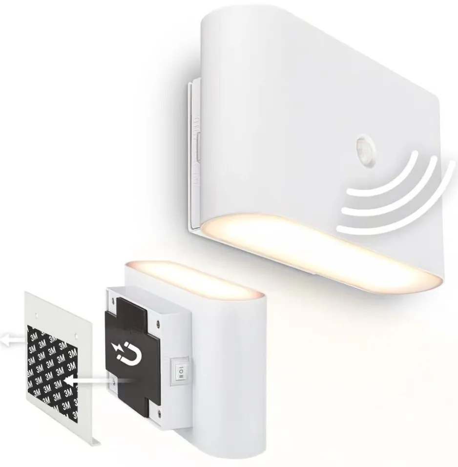 Briloner 3878016 - LED nabíjacie nástenné svietidlo so senzorom CHAT LED/3W/5V 2000 mAh biela