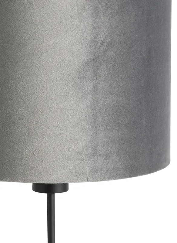 Moderná stolná lampa čierna tienidlo z látky sivé 25 cm nastaviteľná - Parte