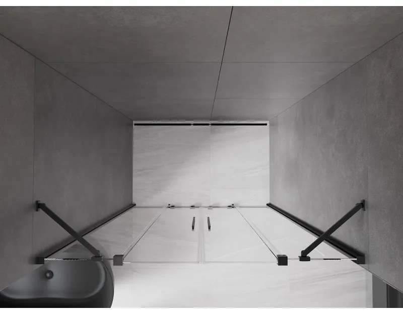 Mexen Velar Duo, posuvné dvere do otvoru 160x200 cm, 8mm číre sklo, čierna matná, 871-160-000-02-70