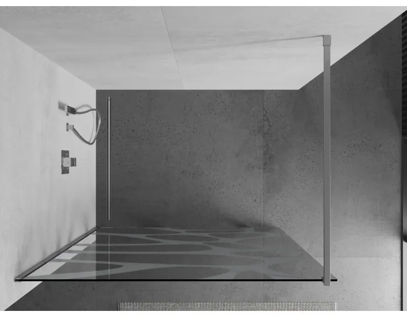 Mexen Kioto sprchová zástena 140x200 cm 8 mm, chróm, biely vzor, 800-140-101-01-97